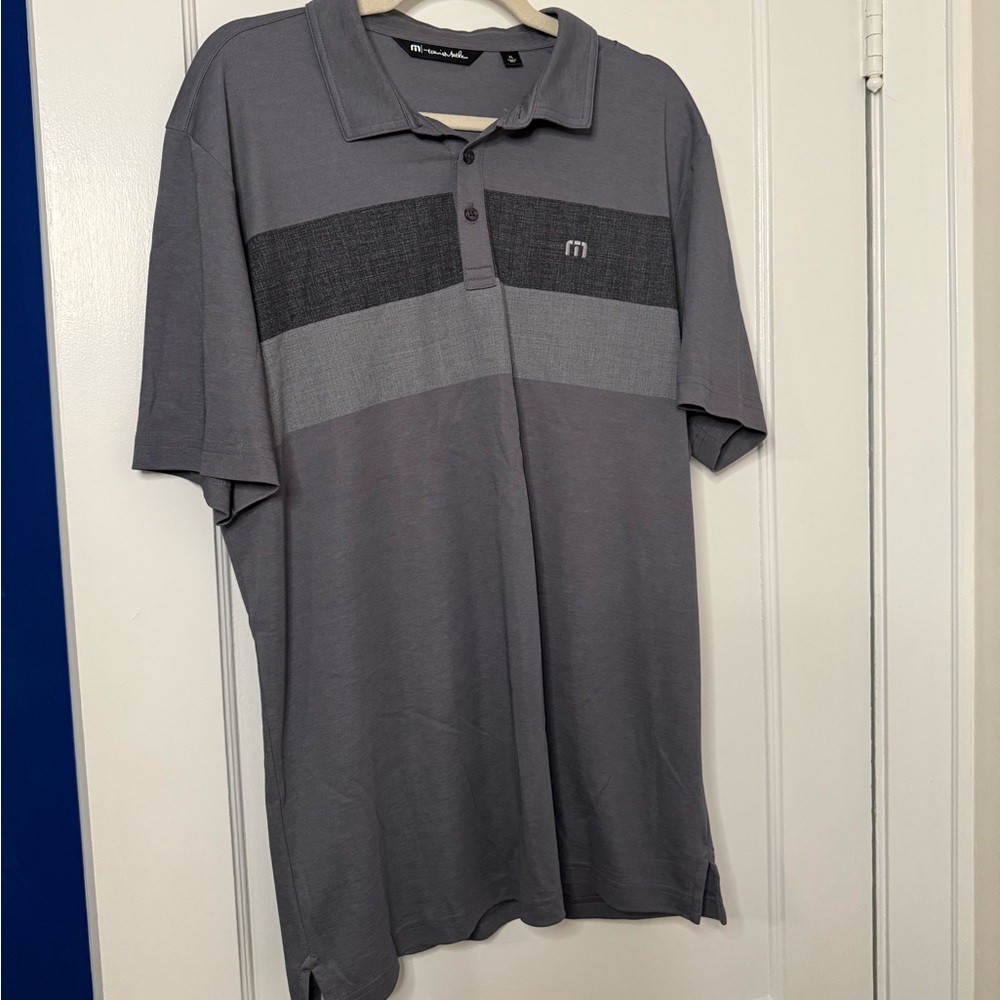 Travis Mathew Charcoal and Gray Polo Shirt